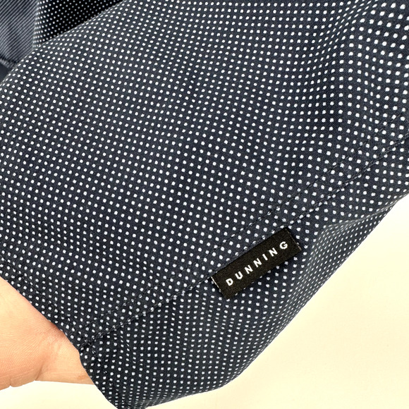 Dunning Shirt Mens XL Button Up Long Sleeve Blue Polka Dot Classic Coastal - Picture 6 of 9